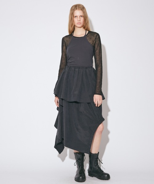 beautiful people（ビューティフルピープル）の「double-end sand wash  silk flare skirt（スカート・レディース・ブラック・34）」の10枚目の写真