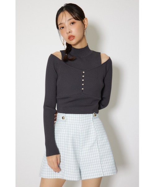 rienda(リエンダ)の「レイヤードニットトップス 春服(ニット/セーター・レディース・ライトイエロー/ライトブルー/ライトブラック・FREE)」の4枚目の写真