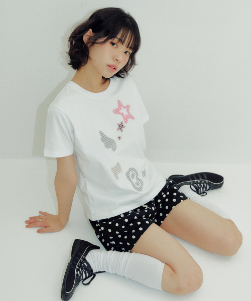 ambler（エムブラー）の「AMB ANGEL チェックパッチ 半袖Tシャツ AS1225 (ホワイト)（Tシャツ/カットソー・レディース・その他・FREE/S）」の2枚目の写真