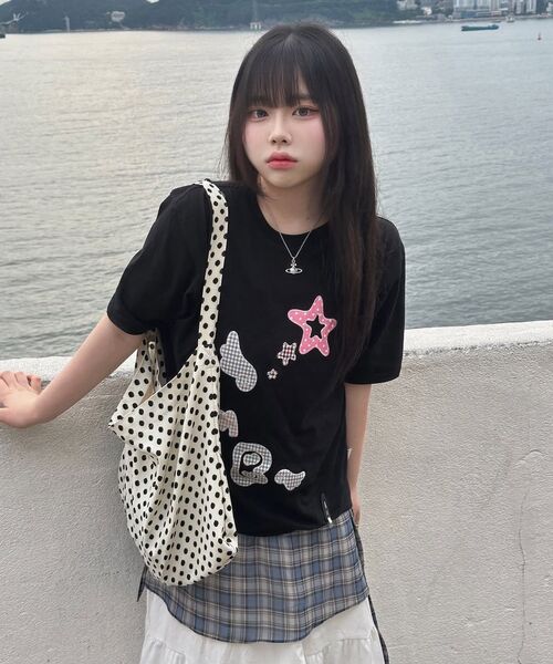 ambler(エムブラー)の「AMB ANGEL チェックパッチ 半袖Tシャツ AS1225 (ホワイト)(Tシャツ/カットソー・レディース・その他・FREE/S/M)」の14枚目の写真