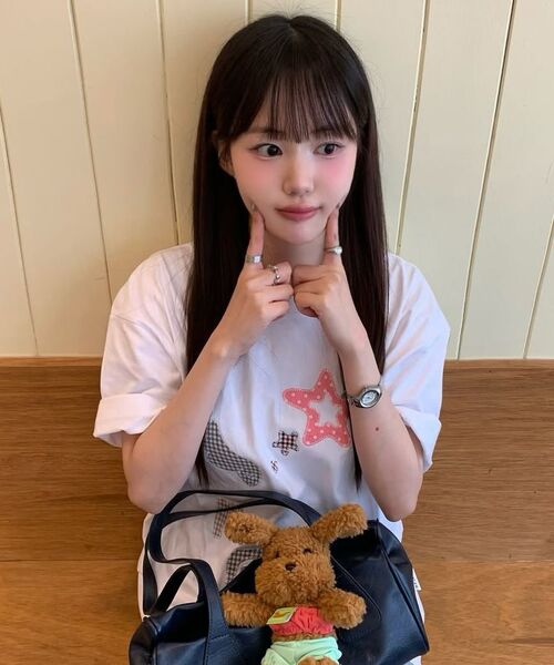 ambler(エムブラー)の「AMB ANGEL チェックパッチ 半袖Tシャツ AS1225 (ホワイト)(Tシャツ/カットソー・レディース・その他・FREE/S/M)」の3枚目の写真