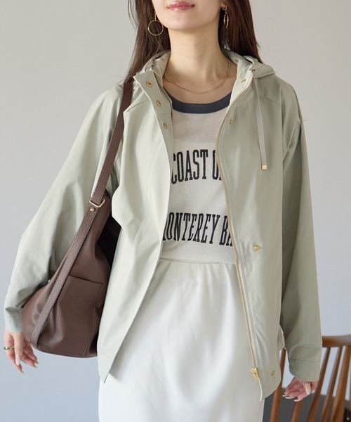 PREFERIR(プレフェリール)の「【大人きれいめ】撥水加工 スプリングパーカー(マウンテンパーカー・レディース・ブラック/ネイビー/キャメル/ライトグリーン・FREE)」の7枚目の写真