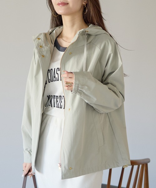 PREFERIR(プレフェリール)の「【大人きれいめ】撥水加工 スプリングパーカー(マウンテンパーカー・レディース・ブラック/ネイビー/キャメル/ライトグリーン・FREE)」の9枚目の写真