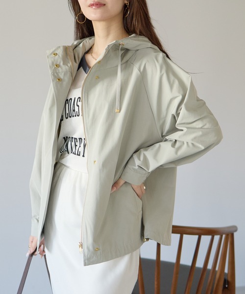 PREFERIR(プレフェリール)の「【大人きれいめ】撥水加工 スプリングパーカー(マウンテンパーカー・レディース・ブラック/ネイビー/キャメル/ライトグリーン・FREE)」の10枚目の写真