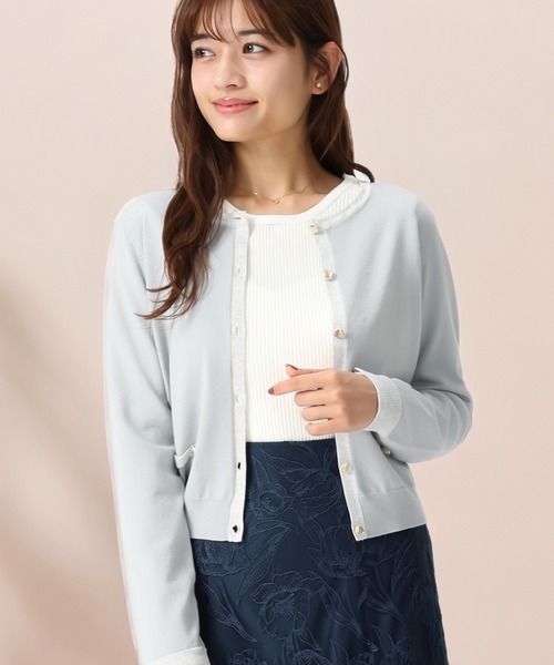 MISCH MASCH(ミッシュマッシュ)の「2026春夏新作 配色トリミングベーシック金釦カーディガン(カーディガン/ボレロ・レディース・ブラック/ブルー/イエロー/ホワイト/ピンク・フリ-)」の3枚目の写真