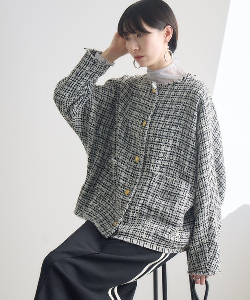 Dignite Collier ドルマンツイードジャケット（ノーカラージャケット