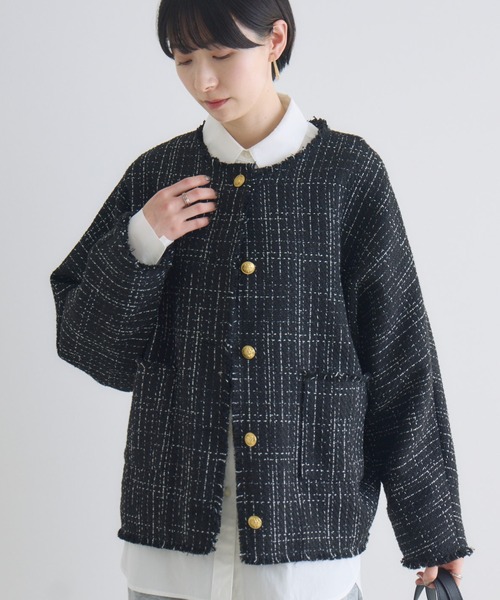 Dignite Collier ドルマンツイードジャケット（ノーカラージャケット