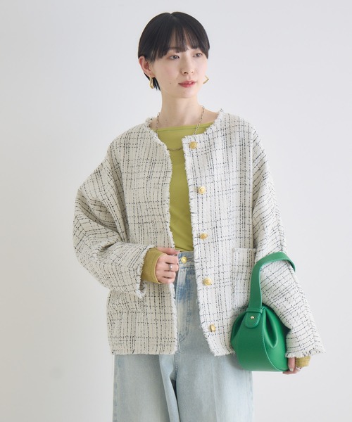 Dignite Collier ドルマンツイードジャケット（ノーカラージャケット