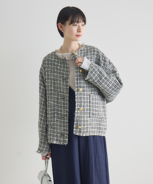 Dignite Collier ドルマンツイードジャケット（ノーカラージャケット