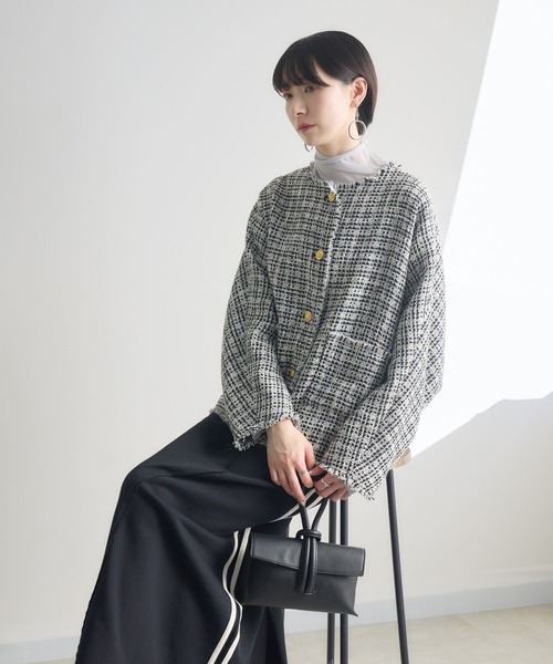 Dignite Collier ドルマンツイードジャケット（ノーカラージャケット