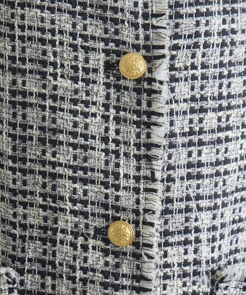 Paradise Picnic（パラダイスピクニック）の「Dignite Collier ドルマンツイードジャケット（ノーカラージャケット・レディース・その他1/ホワイト/ブラック・FREE）」の7枚目の写真