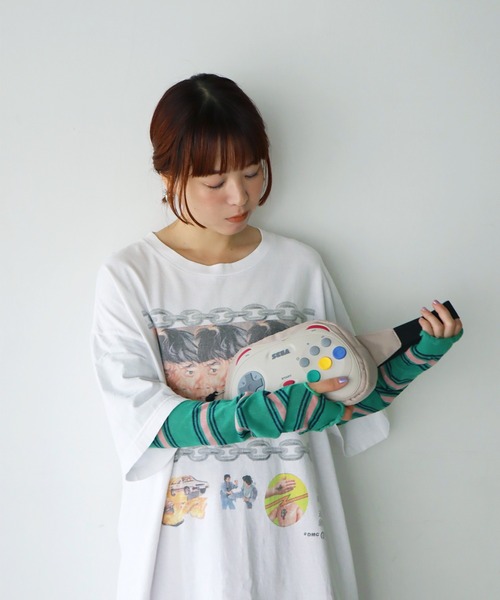 KIVISDOU（キビスドウ）の「マルチボーダー ＵＶカット アームカバー（アームカバー・レディース・グレイッシュブルー/オレンジ/マスタード/グリーン/ダークブラウン・F）」の7枚目の写真