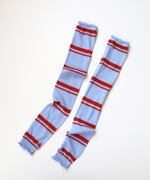 KIVISDOU（キビスドウ）の「マルチボーダー ＵＶカット アームカバー（アームカバー・レディース・グレイッシュブルー/オレンジ/マスタード/グリーン/ダークブラウン・F）」の17枚目の写真