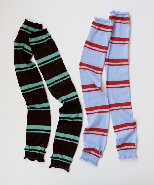 KIVISDOU（キビスドウ）の「マルチボーダー ＵＶカット アームカバー（アームカバー・レディース・グレイッシュブルー/オレンジ/マスタード/グリーン/ダークブラウン・F）」の14枚目の写真