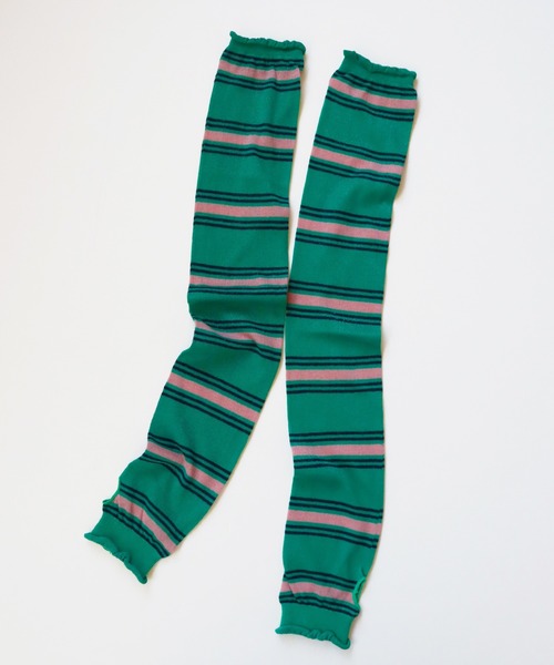 KIVISDOU（キビスドウ）の「マルチボーダー ＵＶカット アームカバー（アームカバー・レディース・グレイッシュブルー/オレンジ/マスタード/グリーン/ダークブラウン・F）」の8枚目の写真