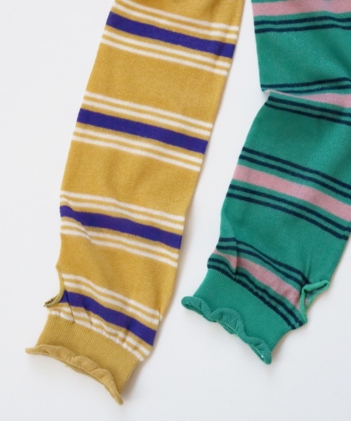 KIVISDOU（キビスドウ）の「マルチボーダー ＵＶカット アームカバー（アームカバー・レディース・グレイッシュブルー/オレンジ/マスタード/グリーン/ダークブラウン・F）」の13枚目の写真