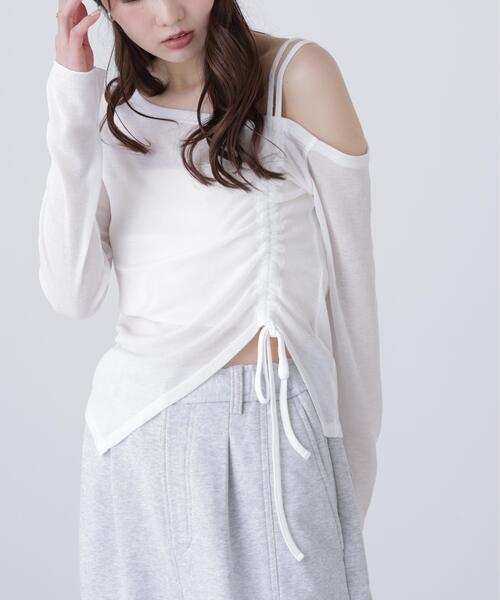 FREE'S MART（フリーズマート）の「◆ワンショルシャーリングテレコカットソー（Tシャツ/カットソー・レディース・ホワイト/グレー/ブラック/ブラウン・FREE）」の2枚目の写真