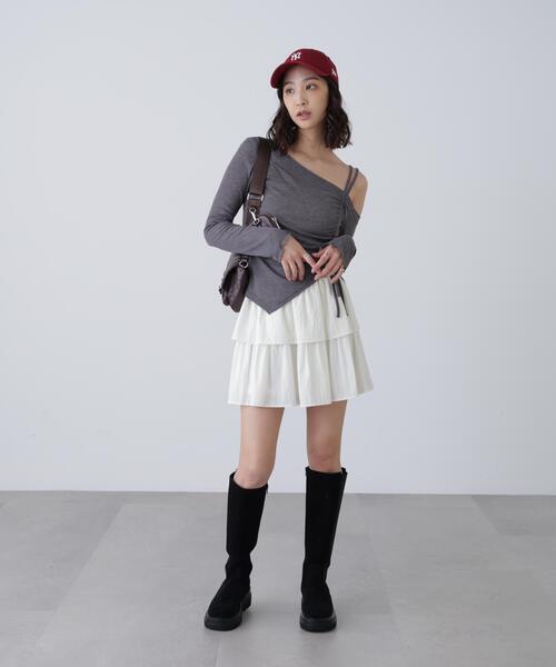 FREE'S MART（フリーズマート）の「◆ワンショルシャーリングテレコカットソー（Tシャツ/カットソー・レディース・ホワイト/グレー/ブラック/ブラウン・FREE）」の22枚目の写真