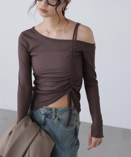 FREE'S MART（フリーズマート）の「◆ワンショルシャーリングテレコカットソー（Tシャツ/カットソー・レディース・ホワイト/グレー/ブラック/ブラウン・FREE）」の11枚目の写真