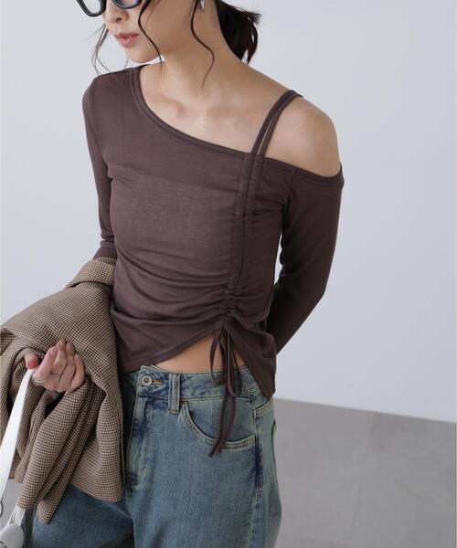 FREE'S MART（フリーズマート）の「◆ワンショルシャーリングテレコカットソー（Tシャツ/カットソー・レディース・ホワイト/グレー/ブラック/ブラウン・FREE）」の10枚目の写真