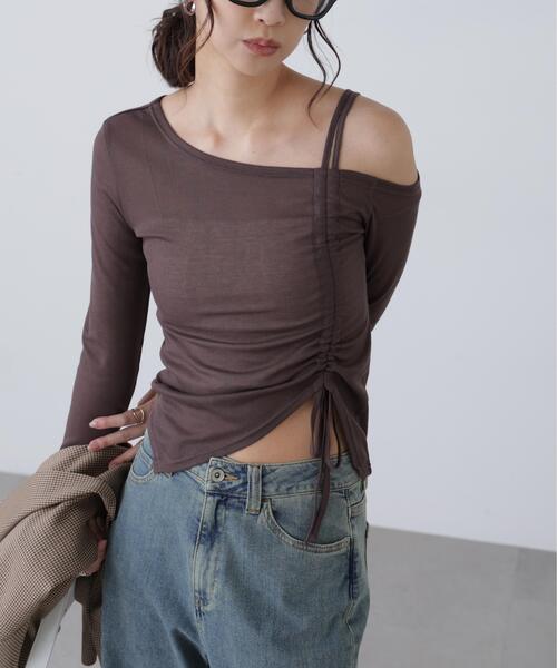 FREE'S MART（フリーズマート）の「◆ワンショルシャーリングテレコカットソー（Tシャツ/カットソー・レディース・ホワイト/グレー/ブラック/ブラウン・FREE）」の9枚目の写真