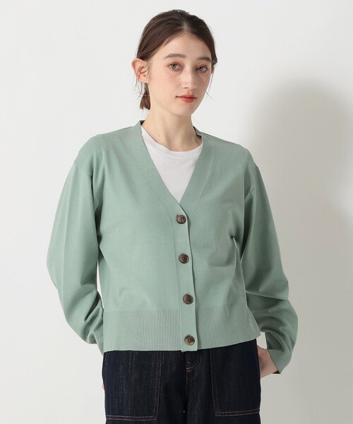 Afternoon Tea（アフタヌーンティー）の「トリプルケアVネックカーディガン（カーディガン/ボレロ・レディース・ネイビー/ライトグレー/グリーン・MEDIUM）」の3枚目の写真