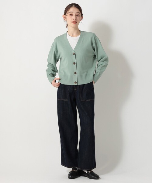 Afternoon Tea（アフタヌーンティー）の「トリプルケアVネックカーディガン（カーディガン/ボレロ・レディース・ネイビー/ライトグレー/グリーン・MEDIUM）」の6枚目の写真