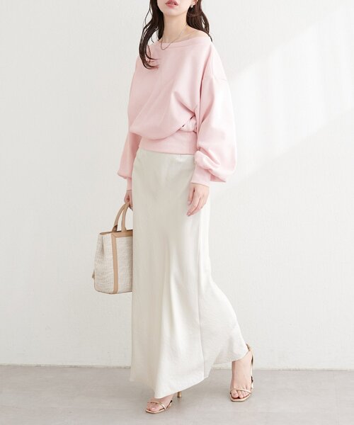 natural couture（ナチュラルクチュール）の「オフショルスウェットプルオーバー（スウェット・レディース・グレー/ピンク/イエロー/オフホワイト/ブラック・FREE）」の9枚目の写真