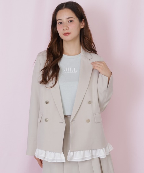 JILL by JILL STUART(ジルバイジルスチュアート)の「セットアップ対応ドライタッチフリルヘムジャケット(テーラードジャケット・レディース・モカ/ベージュ/グレー・FREE)」の3枚目の写真