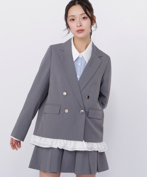 JILL by JILL STUART(ジルバイジルスチュアート)の「セットアップ対応ドライタッチフリルヘムジャケット(テーラードジャケット・レディース・モカ/ベージュ/グレー・FREE)」の1枚目の写真