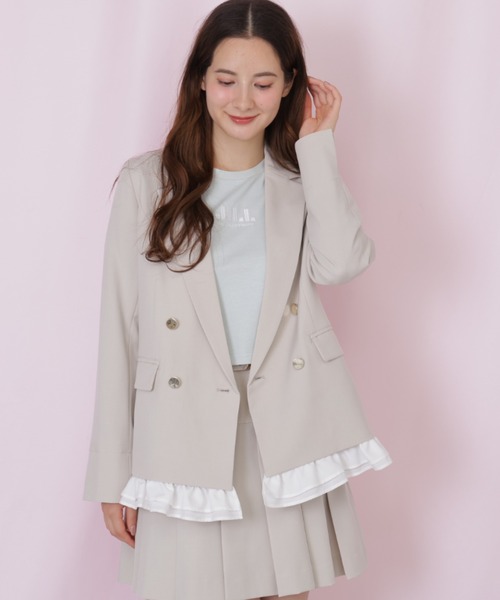 JILL by JILL STUART(ジルバイジルスチュアート)の「セットアップ対応ドライタッチフリルヘムジャケット(テーラードジャケット・レディース・モカ/ベージュ/グレー・FREE)」の22枚目の写真