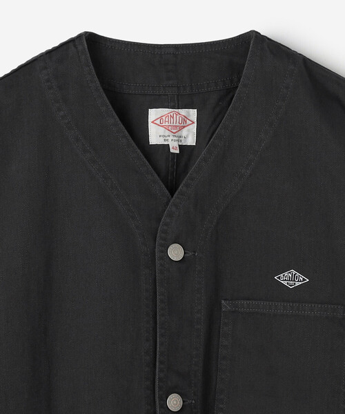 DANTON（ダントン）の「DANTON | ドリル カラーレスジャケット MEN（ノーカラージャケット・メンズ・ブラック・42/40）」の4枚目の写真