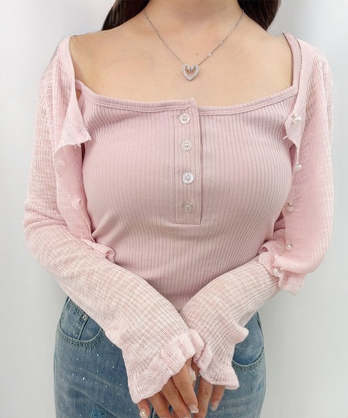frunco(フランコ)の「【ZOZOTOWN限定】ヘンリーネックリブキャミソール(キャミソール・レディース・ピンク/ブラック・FREE)」の3枚目の写真