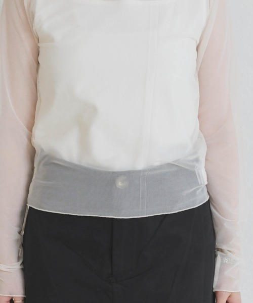 31 Sons de mode（トランテアン　ソン　ドゥ　モード）の「シアーハイネックトップス（Tシャツ/カットソー・レディース・アイボリー/ホワイト×ブラック・ﾌﾘ-）」の12枚目の写真