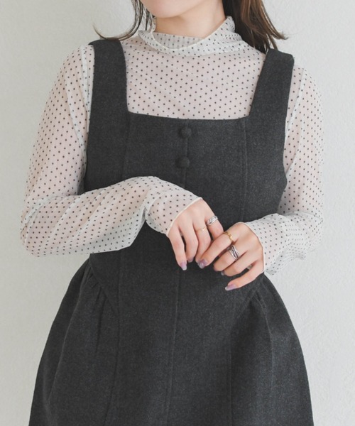 31 Sons de mode（トランテアン　ソン　ドゥ　モード）の「シアーハイネックトップス（Tシャツ/カットソー・レディース・アイボリー/ホワイト×ブラック・ﾌﾘ-）」の6枚目の写真