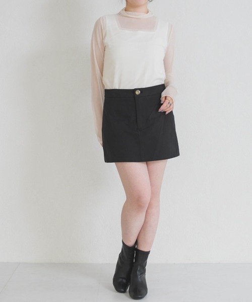 31 Sons de mode（トランテアン　ソン　ドゥ　モード）の「シアーハイネックトップス（Tシャツ/カットソー・レディース・アイボリー/ホワイト×ブラック・ﾌﾘ-）」の15枚目の写真