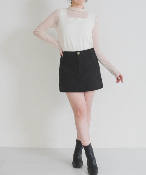 31 Sons de mode（トランテアン　ソン　ドゥ　モード）の「シアーハイネックトップス（Tシャツ/カットソー・レディース・アイボリー/ホワイト×ブラック・ﾌﾘ-）」の16枚目の写真