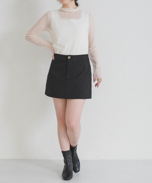 31 Sons de mode（トランテアン　ソン　ドゥ　モード）の「シアーハイネックトップス（Tシャツ/カットソー・レディース・アイボリー/ホワイト×ブラック・ﾌﾘ-）」の17枚目の写真