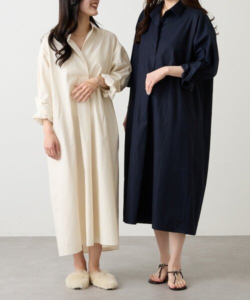 russet(ラシット)の「シャツドレス(ワンピース・レディース・アイボリー/ネイビー・FREE)」の1枚目の写真