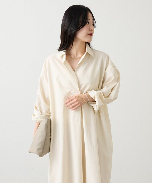 russet(ラシット)の「シャツドレス(ワンピース・レディース・アイボリー/ネイビー・FREE)」の5枚目の写真