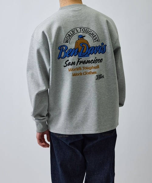 BEN DAVIS（ベンデイビス）の「【BENDAVIS別注】ダンボールエンブロイダリクルーネック（スウェット・メンズ・ライトグレー/スミクロ/ホワイト系その他2・M/L/LL）」の3枚目の写真