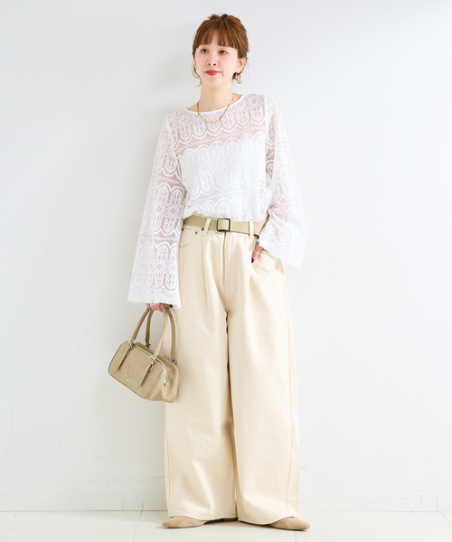 B.C STOCK（ベーセーストック）の「《追加4》【一部WEB限定カラーあり】手洗い可 / 総レースブラウス（シャツ/ブラウス・レディース・ホワイト/アイボリー/ブラック・FREE）」の20枚目の写真
