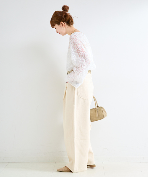 B.C STOCK（ベーセーストック）の「《追加4》【一部WEB限定カラーあり】手洗い可 / 総レースブラウス（シャツ/ブラウス・レディース・ホワイト/アイボリー/ブラック・FREE）」の22枚目の写真