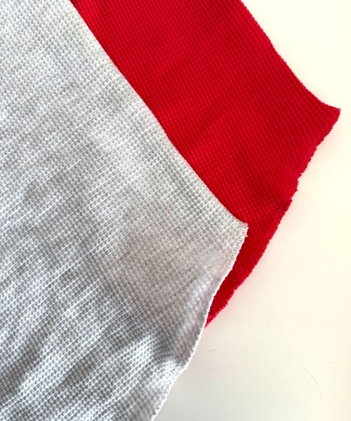 Q（キュー）の「ワッフル半袖Tシャツ（Tシャツ/カットソー・レディース・ピンク/ライトグレー・MEDIUM）」の7枚目の写真