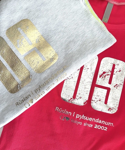 Q（キュー）の「ワッフル半袖Tシャツ（Tシャツ/カットソー・レディース・ピンク/ライトグレー・MEDIUM）」の10枚目の写真