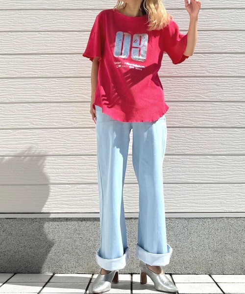 Q（キュー）の「ワッフル半袖Tシャツ（Tシャツ/カットソー・レディース・ピンク/ライトグレー・MEDIUM）」の21枚目の写真