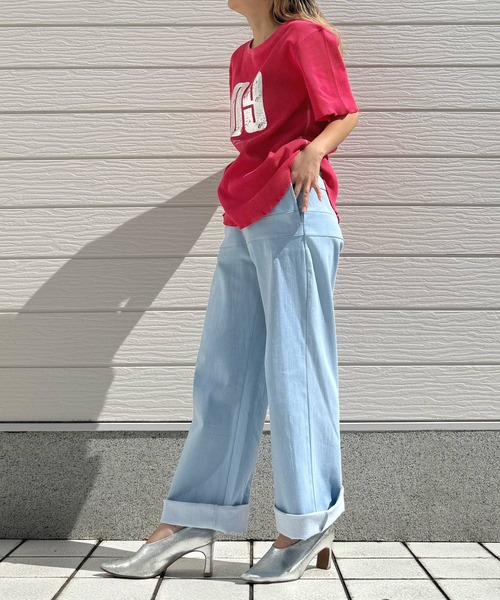 Q（キュー）の「ワッフル半袖Tシャツ（Tシャツ/カットソー・レディース・ピンク/ライトグレー・MEDIUM）」の22枚目の写真