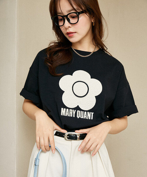 PUBLUX（パブリュクス）の「MARY QUANT × PUBLUX/マリークワント 異素材デイジーアートTシャツ　限定展開（Tシャツ/カットソー・レディース・ブラック/チャコールグレー/ライトグレー/オフホワイト・M/S）」の3枚目の写真