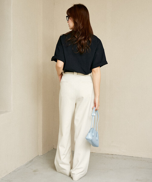 PUBLUX（パブリュクス）の「MARY QUANT × PUBLUX/マリークワント 異素材デイジーアートTシャツ　限定展開（Tシャツ/カットソー・レディース・ブラック/チャコールグレー/ライトグレー/オフホワイト・M/S）」の9枚目の写真