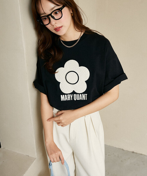 PUBLUX（パブリュクス）の「MARY QUANT × PUBLUX/マリークワント 異素材デイジーアートTシャツ　限定展開（Tシャツ/カットソー・レディース・ブラック/チャコールグレー/ライトグレー/オフホワイト・M/S）」の10枚目の写真